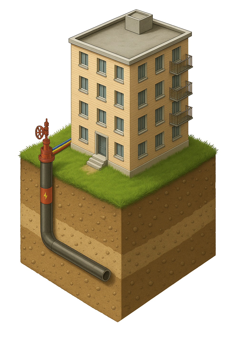 Closed-loop geothermal well schematic